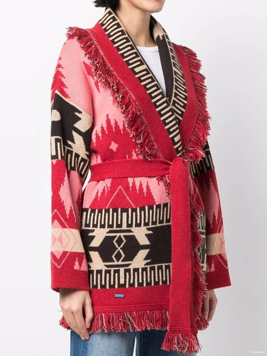 Cheap belted Alanui Icon cardigan Women jacquard 0811
